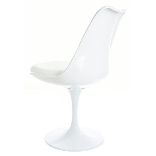 Fusion Living Chaise latérale pivotante Blanc Brillant et Blanc PU