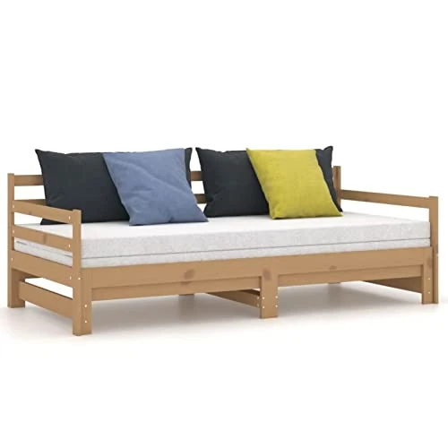 Festnight canape Convertibles,canapé-lit 2 Places,bz Convertible 2 Places,lit Banquette,lit Coulissant 2 Personnes,Lit Double en Bois pour Adultes Enfants- 2X(90x200) -Marron Miel-Type 1