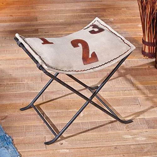 Paris Prix - Tabouret Pliant Vintage Cuir Samus 47cm Blanc
