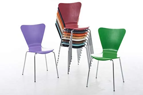 Chaise Empilable Calisto en Bois - Assise Ergonomique - Chaise de Salle d'Attente en Bois Chaise, Hauteur Assise 45 cm -Couleurs au Choix:, Couleur:Vert