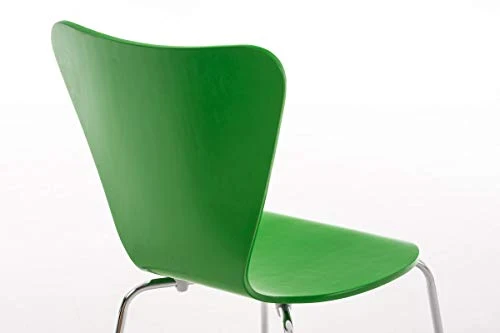 Chaise Empilable Calisto en Bois - Assise Ergonomique - Chaise de Salle d'Attente en Bois Chaise, Hauteur Assise 45 cm -Couleurs au Choix:, Couleur:Vert