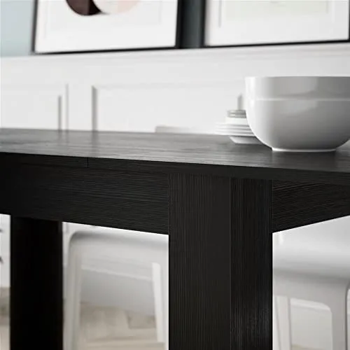 MOBILI FIVER, Table Extensible Cuisine, Easy, Frêne Noir, 140 x 90 x 77 cm, Mélaminé, Made in Italy