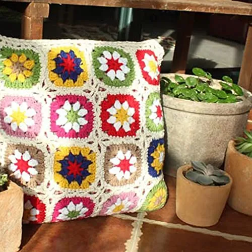 dedepeng Housse de coussin en crochet faite à la main - 45 x 45 cm - Carré - Pour la maison, la chambre à coucher, le bureau - Décorative