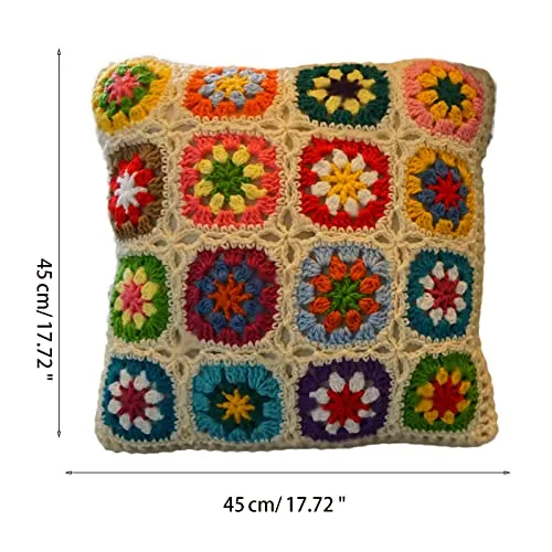 dedepeng Housse de coussin en crochet faite à la main - 45 x 45 cm - Carré - Pour la maison, la chambre à coucher, le bureau - Décorative