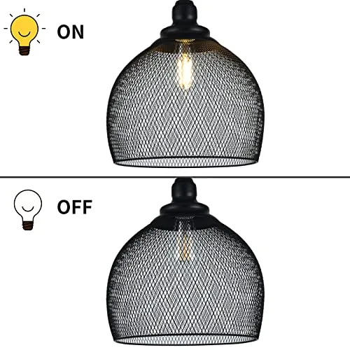 RWNTAOZM Hanging Cage Pendant Light - Φ28CM (11in), E27 40W, Noir Métal Mesh Suspension Luminaire en maille métallique plafonnier pour Restaurant Salon Chambre Cuisine Bar