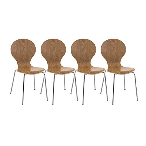 CLP Lot De 4 Chaises Empilables Robustes Diego I Chaises Empilables en Bois avec Dossier I Siège Confortable Forme Ergonomique I Pratique, Couleur:chêne