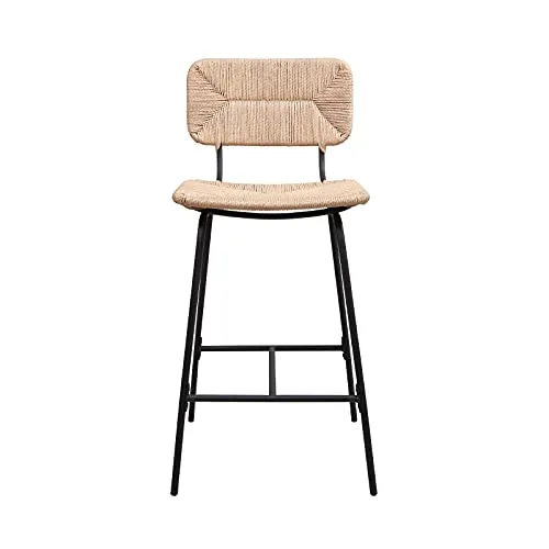 Tabourets de Bar Îlot Central Corde tressée et Métal - Coloris Naturel TIDRA | Lot de 2