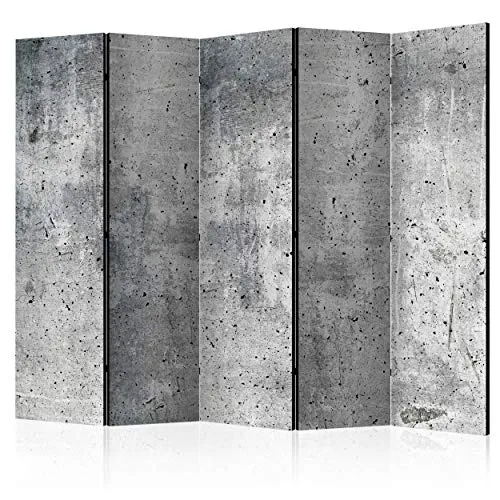 decomonkey | Paravent repliant XXL 225x172 cm | cloison pour séparer Une Piece | Impression sur Le Papier intissé 100% décoratif Opaque Foto en Bois avec Interieur Impression Mur de Pierre Gris