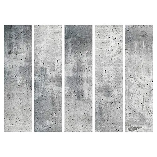 decomonkey | Paravent repliant XXL 225x172 cm | cloison pour séparer Une Piece | Impression sur Le Papier intissé 100% décoratif Opaque Foto en Bois avec Interieur Impression Mur de Pierre Gris