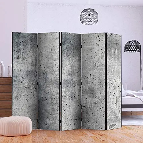 decomonkey | Paravent repliant XXL 225x172 cm | cloison pour séparer Une Piece | Impression sur Le Papier intissé 100% décoratif Opaque Foto en Bois avec Interieur Impression Mur de Pierre Gris