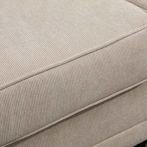 HOMCOM Canapé 3 Places dim. 197L x 84P x 90H cm Coussin déco. Inclus Pieds Bois Massif pin Tissu Aspect Velours côtelé Beige