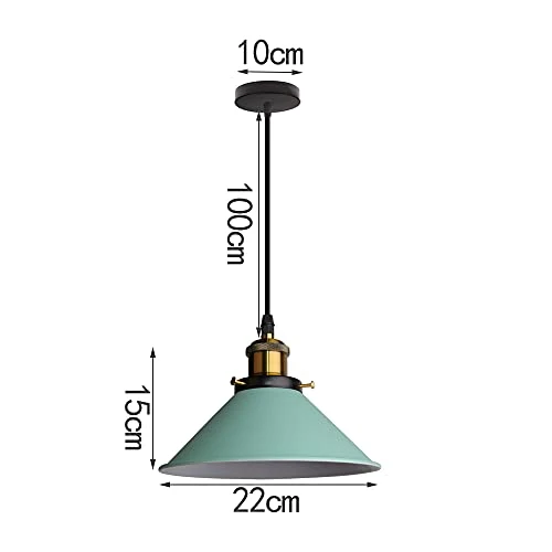 iDEGU Lustre Rétro Suspension Luminaire Vintage 22CM Métal Plafonnier Abat-jour Industriel E27 Lampe de Plafond pour Salon Cuisine Chambre Restaurant (Vert - 1 Lampe)