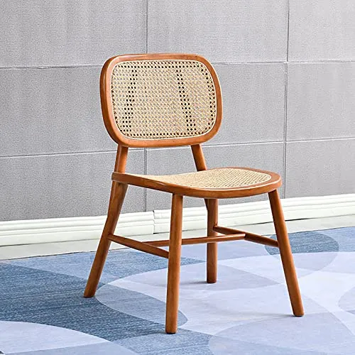 ZNMDOK Chaise de Salle à Manger en rotin en Bois Massif de Ferme Moderne, 2 chaises de Salle à Manger en rotin Naturel, Chaise à Dossier en rotin, Cool et Pas étouffante(50 * 56 * 80cm)