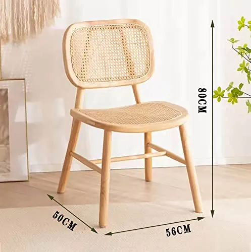 ZNMDOK Chaise de Salle à Manger en rotin en Bois Massif de Ferme Moderne, 2 chaises de Salle à Manger en rotin Naturel, Chaise à Dossier en rotin, Cool et Pas étouffante(50 * 56 * 80cm)