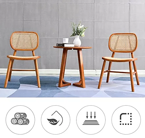 ZNMDOK Chaise de Salle à Manger en rotin en Bois Massif de Ferme Moderne, 2 chaises de Salle à Manger en rotin Naturel, Chaise à Dossier en rotin, Cool et Pas étouffante(50 * 56 * 80cm)