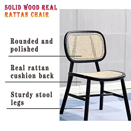 ZNMDOK Chaise de Salle à Manger en rotin en Bois Massif de Ferme Moderne, 2 chaises de Salle à Manger en rotin Naturel, Chaise à Dossier en rotin, Cool et Pas étouffante(50 * 56 * 80cm)