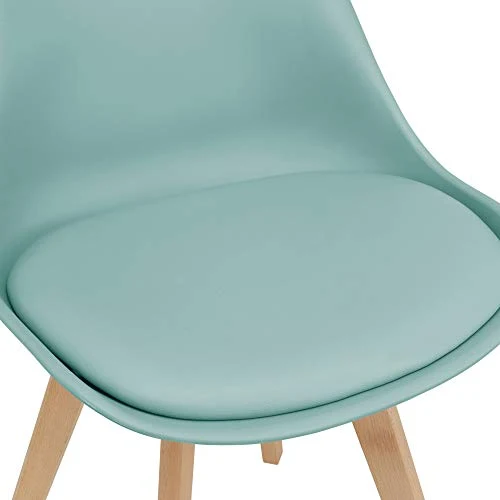 [en.casa] Lot de 2 Chaises de Salle à Manger Scandinave Siège Cuisine Plastique Similicuir Hêtre Menthe 81 x 49 x 57cm