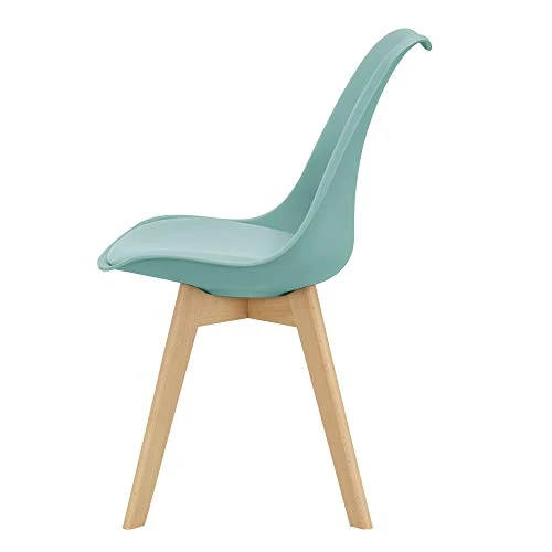 [en.casa] Lot de 2 Chaises de Salle à Manger Scandinave Siège Cuisine Plastique Similicuir Hêtre Menthe 81 x 49 x 57cm