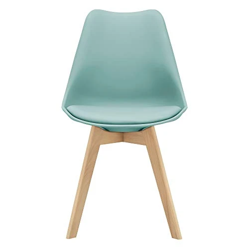 [en.casa] Lot de 2 Chaises de Salle à Manger Scandinave Siège Cuisine Plastique Similicuir Hêtre Menthe 81 x 49 x 57cm