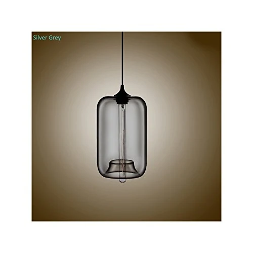 HomeLava Lustre Suspension en Verre E27 70W Lampe Abat-jour H34cm Luminaire Moderne Décoration, pour Salle,Cuisine,Salon,Chambre d’enfant (Bleu)