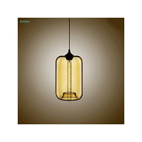 HomeLava Lustre Suspension en Verre E27 70W Lampe Abat-jour H34cm Luminaire Moderne Décoration, pour Salle,Cuisine,Salon,Chambre d’enfant (Bleu)