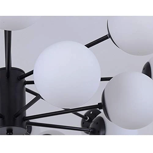 Or Spoutnik Lustre 8-lumières Millésime Métal Suspension Luminaire Avec Blanc Globe Verre Ombre Moderne Industriel Plafonnier Pour Salon Chambre-Noir. 8 lumière