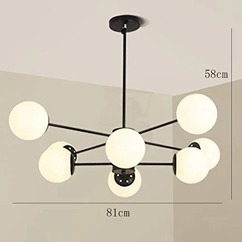 Or Spoutnik Lustre 8-lumières Millésime Métal Suspension Luminaire Avec Blanc Globe Verre Ombre Moderne Industriel Plafonnier Pour Salon Chambre-Noir. 8 lumière
