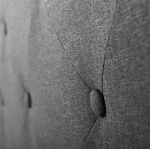 Lit à plate-forme rembourrée et cousue au diamant capitonné 35 cm Shalini ZINUS | Support à lattes en bois | Facile à monter | 160 x 200 cm | Gris foncé
