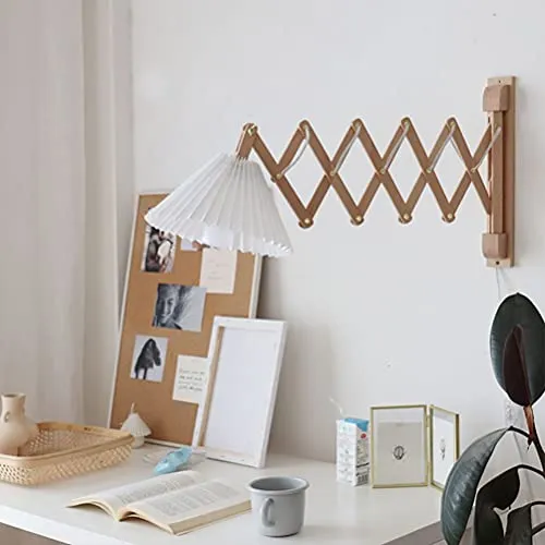 OOWOKS Applique Murale Rétro intérieur Lampe de Murale en Bois et Tissu avec Interrupteur, Lampe à Ciseaux à Bras télescopique réglable Lampe de Chevet Extensible Lampe de Lecture Murale Flexible E27