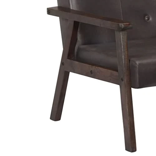 vidaXL Fauteuil Chaise de Chambre à Coucher Siège de Salon Meuble Mobilier de Salon Maison Intérieur Salle de Séjour Bureau Gris Cuir Véritable