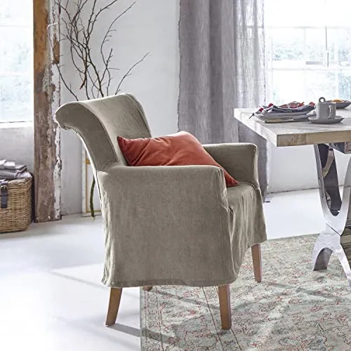 Loberon® Fauteuil Amherst - Bois de chêne, Coton - H/L/P env. 89/60/65 cm - Gris