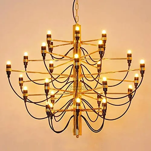 ZJN-JN Lustre Lampes de décoration à domicile moderne 30/50 Gold/Silver Gino Sarfatti conception lustre salle à manger lumineuse La chambre (Emitting Color : Halogen bulb)