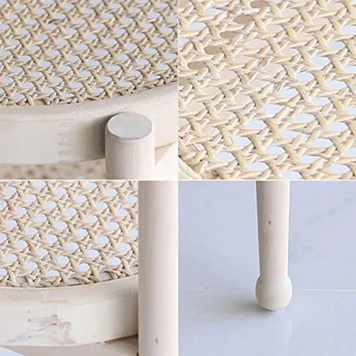 Tables Table d'appoint ronde,Processus de tissage de surface en rotin,Petite table de canapé à 2 niveaux avec rangement,Table de collation Pour le salon, la(Size:18.70 * 18.70 * 21.65in,Color:blanc)