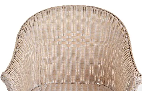 Fauteuil en rotin naturel avec coussins beige/rotin - Avec accoudoirs - Blanc vintage