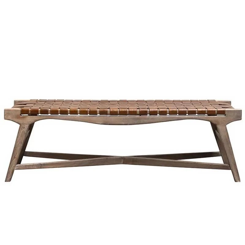 Chehoma Banc Cuir tressé Hemingway 46x46x148cm
