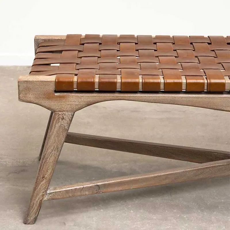 Chehoma Banc Cuir tressé Hemingway 46x46x148cm