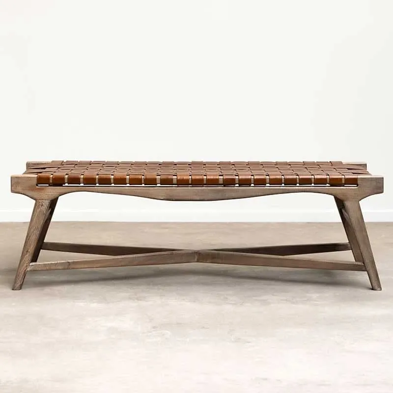 Chehoma Banc Cuir tressé Hemingway 46x46x148cm