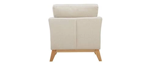 Miliboo Fauteuil scandinave déhoussable en Tissu Beige et Bois Clair Oslo