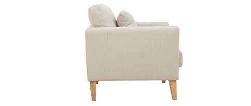 Miliboo Fauteuil scandinave déhoussable en Tissu Beige et Bois Clair Oslo