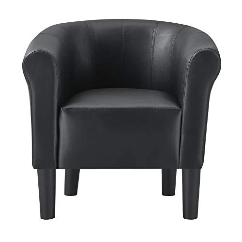 [en.casa] Fauteuil Chaise Siège Similicuir Plastique Noir 70 x 70 x 58 cm