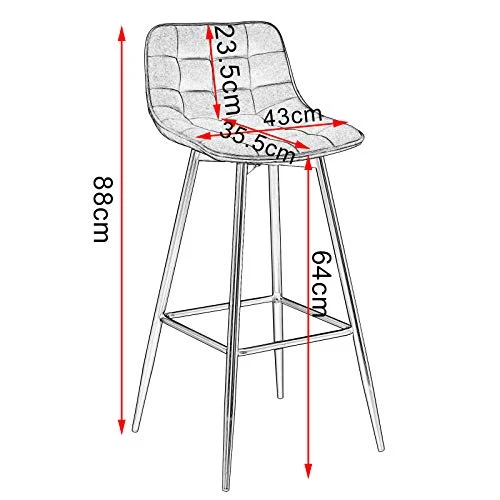 WOLTU BH143sz-2 Lot de 2 Tabouret de Bar Design Chaise Haute pour Bar Bistro siège en Velours avec Repose-Pieds Cadre en métal,Noir