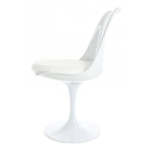Fusion Living Chaise latérale pivotante Blanc Brillant et Blanc PU