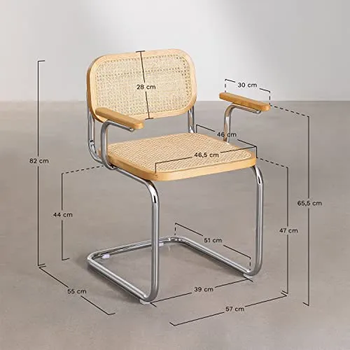 SKLUM Chaise de Salle à Manger avec Accoudoirs Tento Marron Bois Marron Gris Chromé