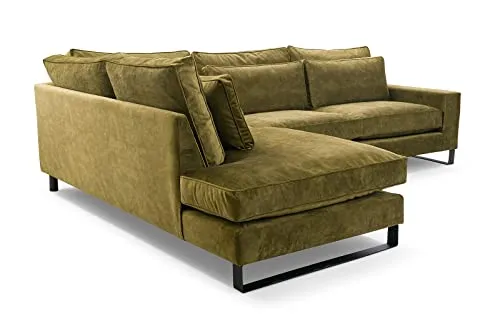 Siblo Canapé d'angle avec Coussins 90x310x224 cm - CORBLACK Collection - Elégant Canape 4 Places - Meubles de Salon - Confortable Canapé - Vert - Côté Gauche