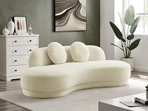 Vente-unique Canapé 3 Places en Tissu Bouclette crème ODAYA