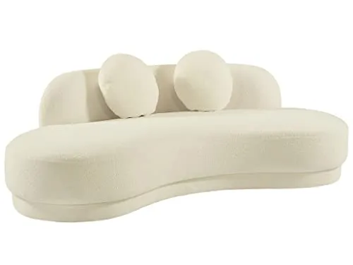 Vente-unique Canapé 3 Places en Tissu Bouclette crème ODAYA