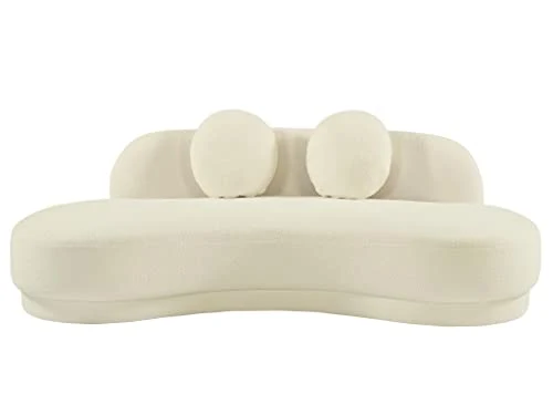 Vente-unique Canapé 3 Places en Tissu Bouclette crème ODAYA