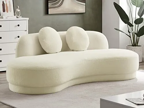 Vente-unique Canapé 3 Places en Tissu Bouclette crème ODAYA