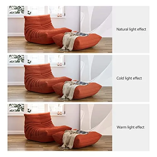1inchome Togo Chauffeuse 1 Place, Lazy Floor Canapé en Velours Daim Doux Chaise Longue Accent Pouf Canapé pour Salon Chaise d'angle Chambre Salon Bureau (Rouge)
