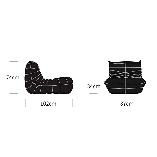 1inchome Togo Chauffeuse 1 Place, Lazy Floor Canapé en Velours Daim Doux Chaise Longue Accent Pouf Canapé pour Salon Chaise d'angle Chambre Salon Bureau (Rouge)